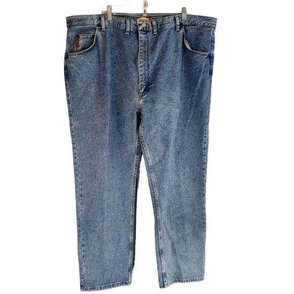 Wrangler MGW20MD Mens 48x32‎ Regular Fit Straight Leg 5 Pocket Denim Jeans - Picture 2 of 5